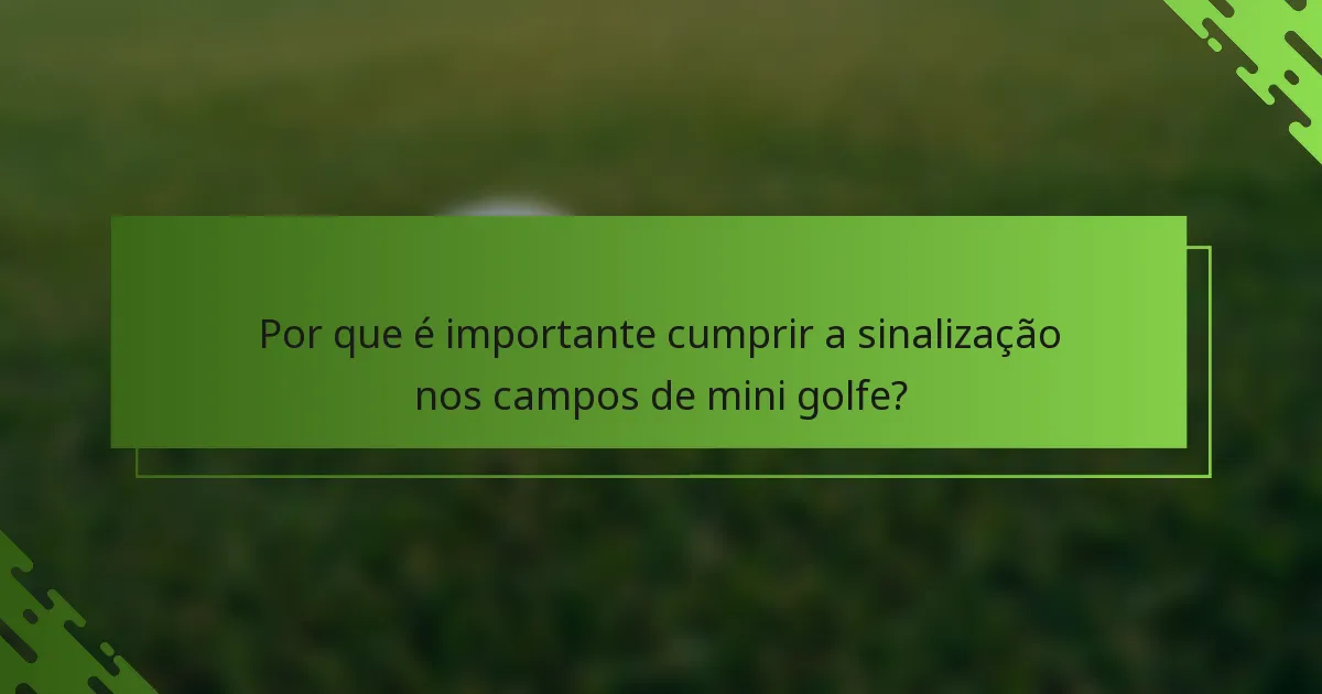 Por que é importante cumprir a sinalização nos campos de mini golfe?