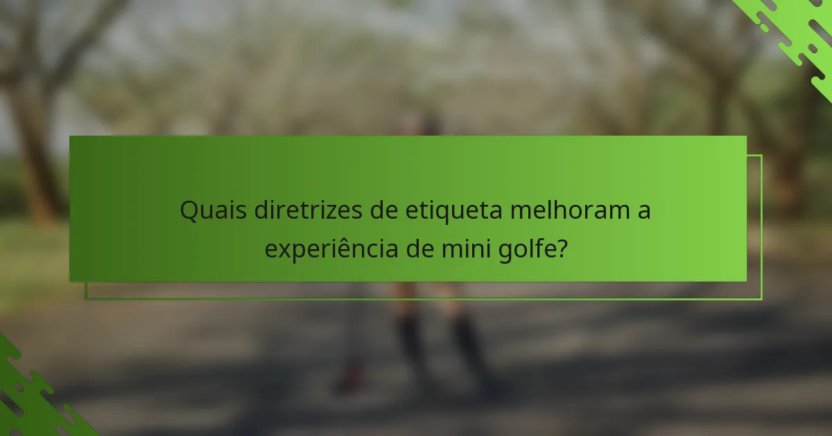 Quais diretrizes de etiqueta melhoram a experiência de mini golfe?
