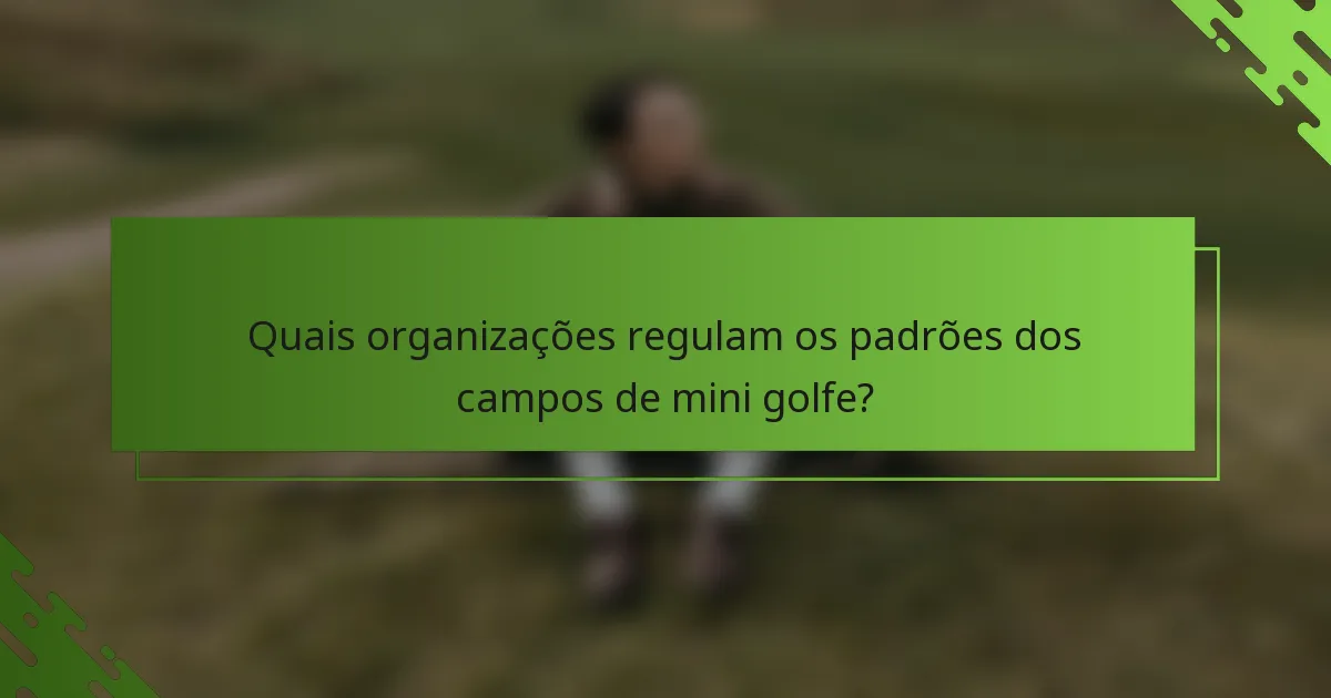 Quais organizações regulam os padrões dos campos de mini golfe?